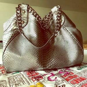 HENRI BENDEL Silver Shoulder Bag (scarf included)